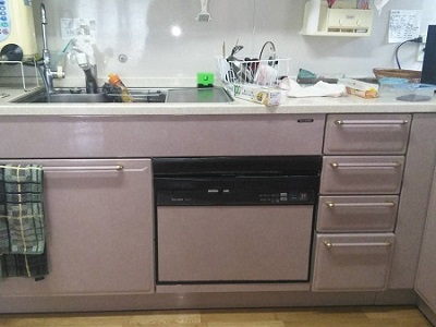 60㎝スライド食洗機の取替交換工事　タカラブキッチン　45ｃｍへ取替前